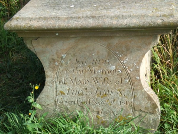 Mary James on chest tomb